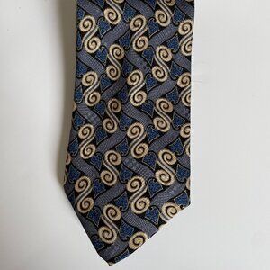 Vintage PAVIA Men's Italian Silk Tie features a pattern of swirls on gray backgr